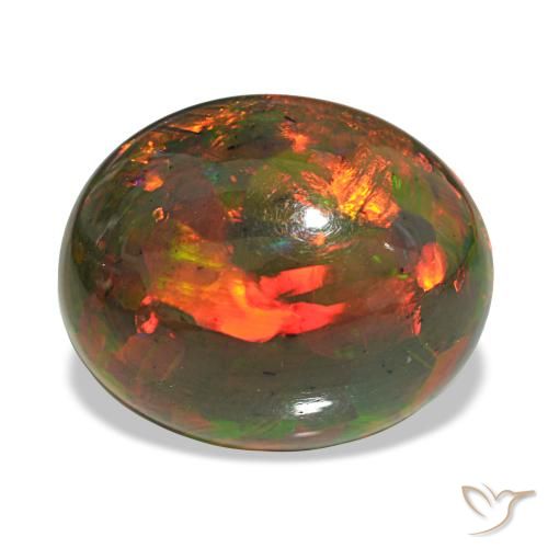 Opale nero naturale multicolore da 10,13 ct, taglio ovale, opaco
