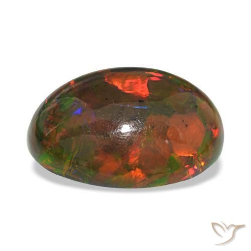 Opale nero naturale multicolore da 10,13 ct, taglio ovale, opaco