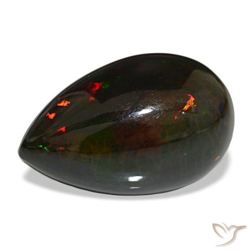 Opale nero naturale multicolore da 13,64 ct, taglio a pera, opaco