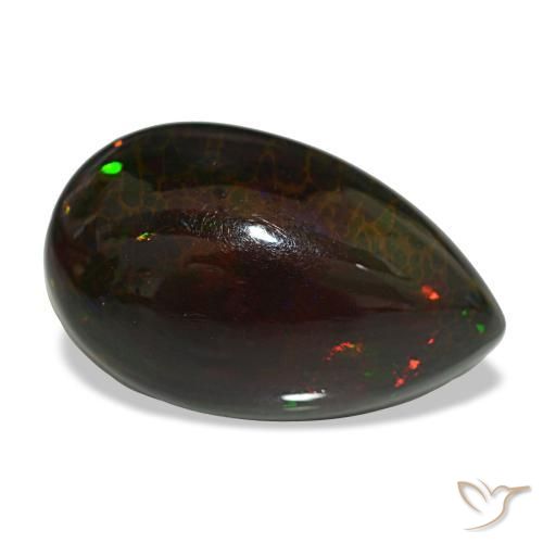 Opale nero naturale multicolore da 13,64 ct, taglio a pera, opaco
