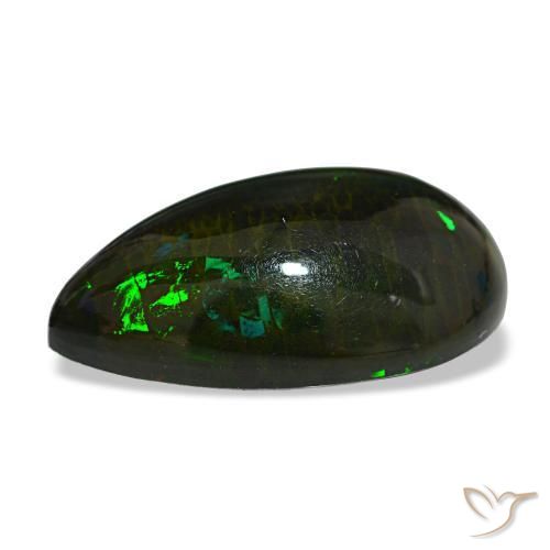 Opale nero naturale multicolore da 13,64 ct, taglio a pera, opaco