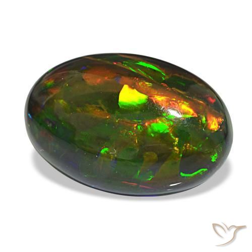 Opale nero naturale multicolore da 12,21 ct, taglio ovale, opaco