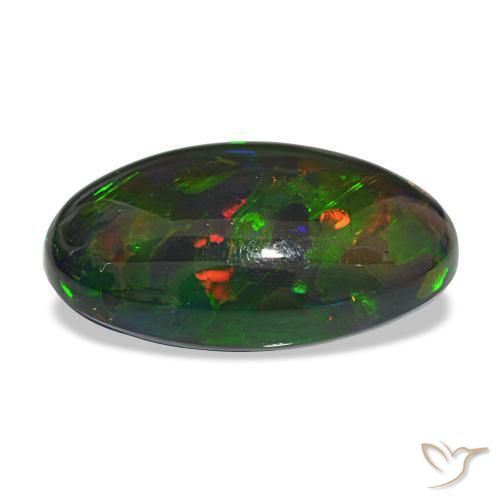 Opale nero naturale multicolore da 12,21 ct, taglio ovale, opaco