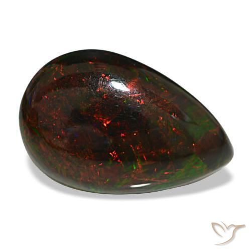 Opale nero naturale multicolore da 9,50 ct, taglio a pera, opaco