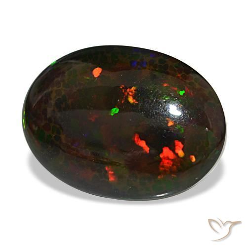 Opale nero naturale multicolore da 14,90 ct, taglio ovale, opaco