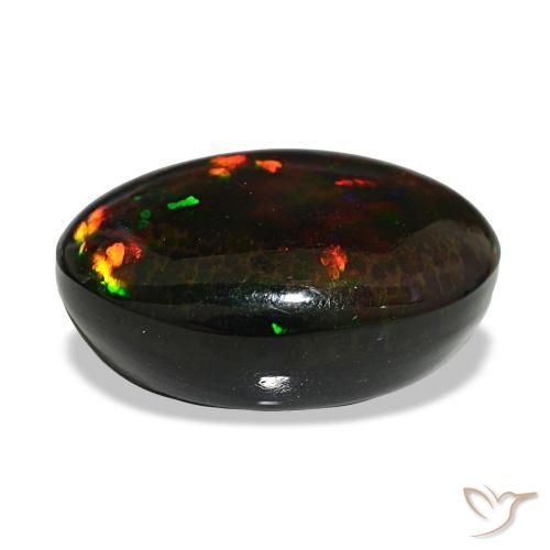 Opale nero naturale multicolore da 14,90 ct, taglio ovale, opaco