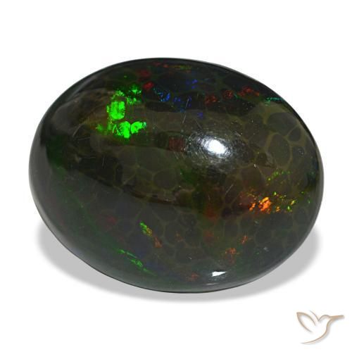 Opale nero naturale multicolore da 16,29 ct, taglio ovale, opaco