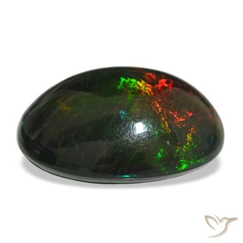 Opale nero naturale multicolore da 16,29 ct, taglio ovale, opaco