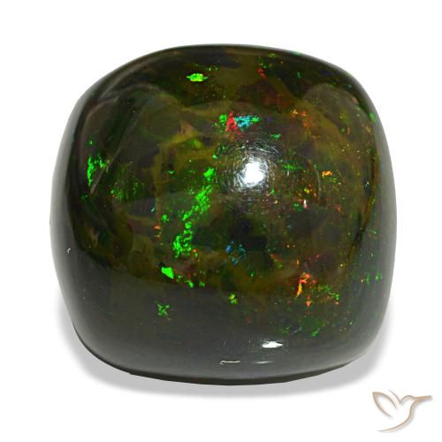 Opale nero naturale multicolore da 20,02 ct, taglio a cuscino, opaco
