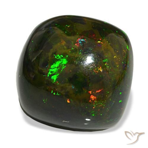 Opale nero naturale multicolore da 20,02 ct, taglio a cuscino, opaco
