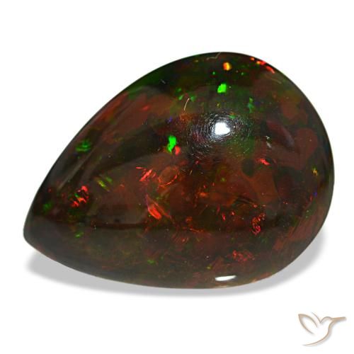 Opale nero naturale multicolore da 18,88 ct, taglio a pera, opaco