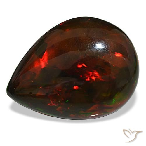 Opale nero naturale multicolore da 19,33 ct, taglio a pera, opaco