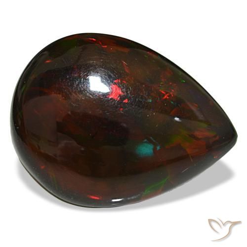 Opale nero naturale multicolore da 19,33 ct, taglio a pera, opaco