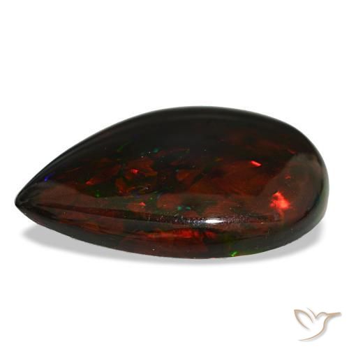 Opale nero naturale multicolore da 19,33 ct, taglio a pera, opaco