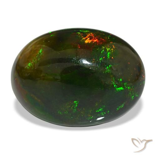 Opale nero naturale multicolore da 13,97 ct, taglio ovale, opaco