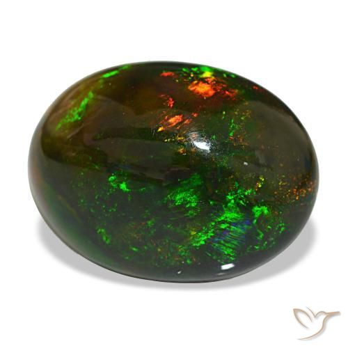 Opale nero naturale multicolore da 13,97 ct, taglio ovale, opaco
