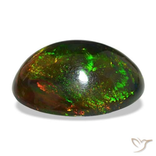 Opale nero naturale multicolore da 13,97 ct, taglio ovale, opaco