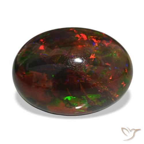 Opale nero naturale multicolore da 10,81 ct, taglio ovale, opaco