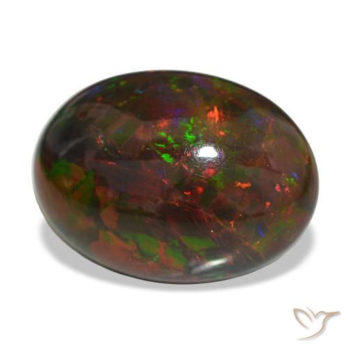 Opale nero naturale multicolore da 10,81 ct, taglio ovale, opaco