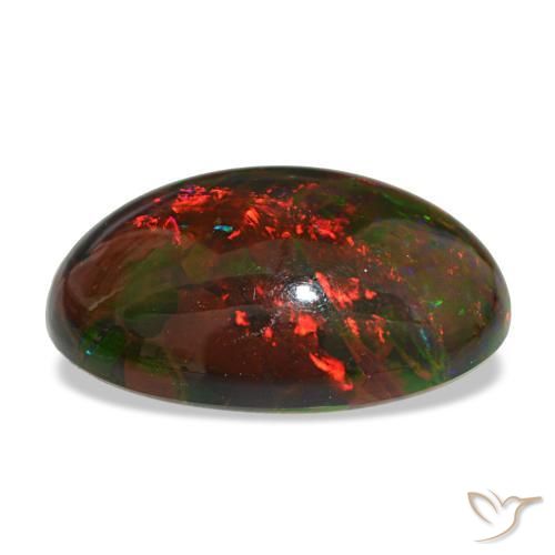 Opale nero naturale multicolore da 10,81 ct, taglio ovale, opaco