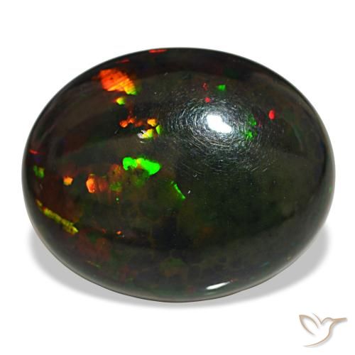 Opale nero naturale multicolore da 10,08 ct, taglio ovale, opaco