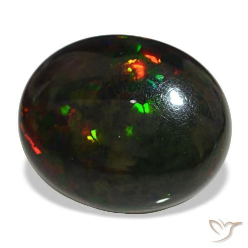 Opale nero naturale multicolore da 10,08 ct, taglio ovale, opaco