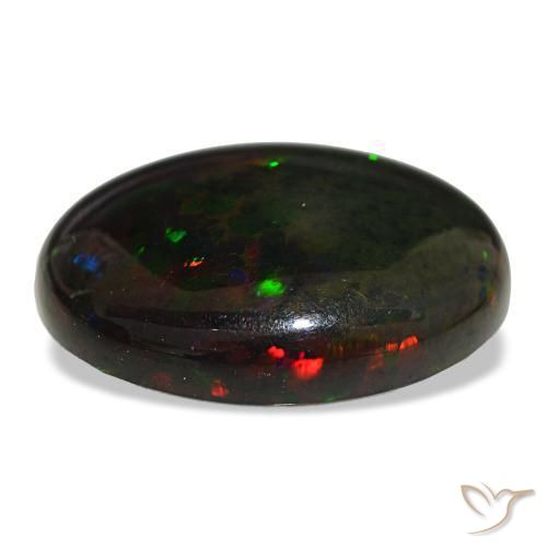 Opale nero naturale multicolore da 10,08 ct, taglio ovale, opaco