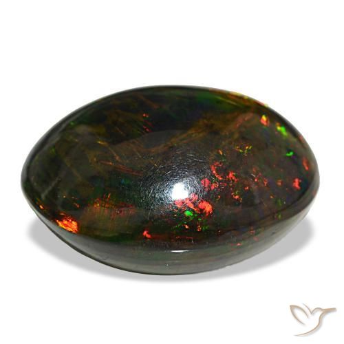 Opale nero naturale multicolore da 21,50 ct, taglio ovale, opaco
