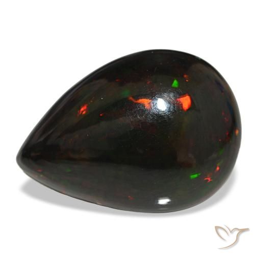 Opale nero naturale multicolore da 14,48 ct, taglio a pera, opaco