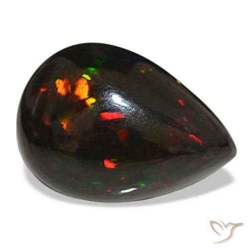 Opale nero naturale multicolore da 14,48 ct, taglio a pera, opaco