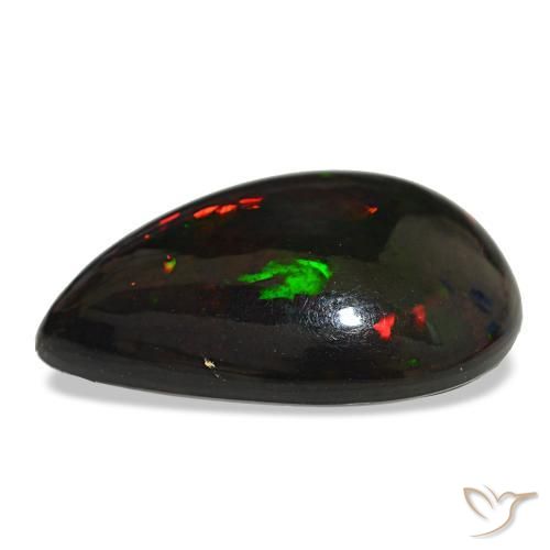 Opale nero naturale multicolore da 14,48 ct, taglio a pera, opaco