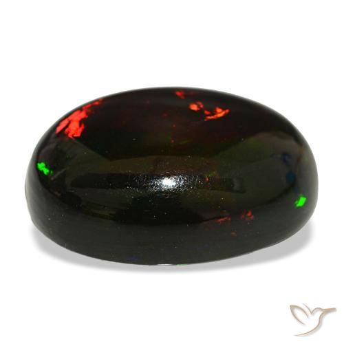 Opale nero naturale multicolore da 16,22 ct, taglio ovale, opaco