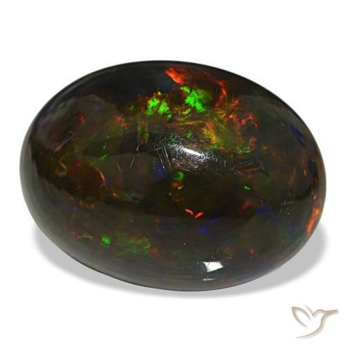 Opale nero naturale multicolore da 18,89 ct, taglio ovale, opaco