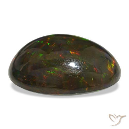 Opale nero naturale multicolore da 18,89 ct, taglio ovale, opaco
