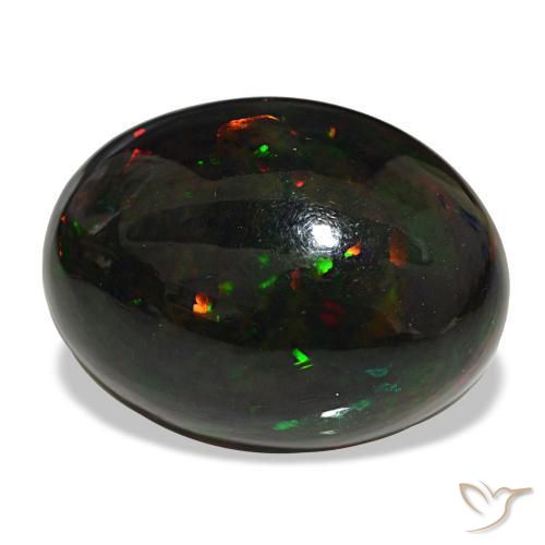 Opale nero naturale multicolore da 25,47 ct, taglio ovale, opaco