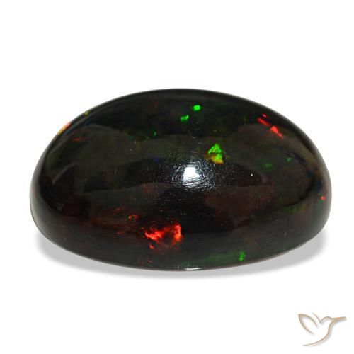 Opale nero naturale multicolore da 25,47 ct, taglio ovale, opaco