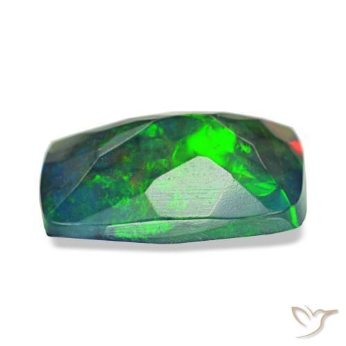 Opale nero naturale multicolore da 1,36 ct, taglio a cuscino, traslucido