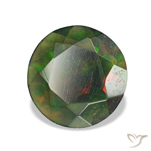 Opale nero naturale multicolore da 0,73 ct, taglio rotondo, traslucido