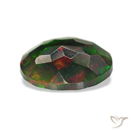Opale nero naturale multicolore da 0,73 ct, taglio rotondo, traslucido
