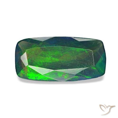 Opale nero naturale multicolore da 0,96 ct, taglio a cuscino, traslucido