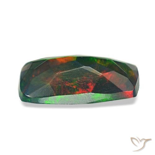 Opale nero naturale multicolore da 0,96 ct, taglio a cuscino, traslucido