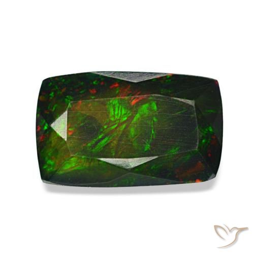 Opale nero naturale multicolore da 1,13 ct, taglio a cuscino, traslucido