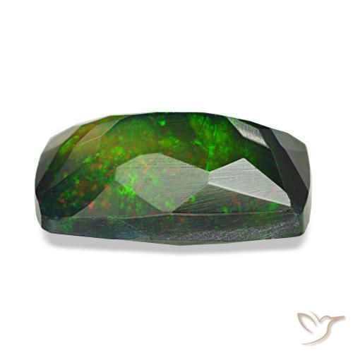 Opale nero naturale multicolore da 1,13 ct, taglio a cuscino, traslucido
