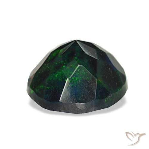 Opale nero naturale multicolore da 1,08 ct, taglio rotondo, opaco