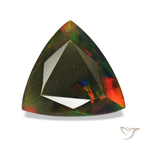Opale nero naturale multicolore da 1,40 ct, trillion, opaco