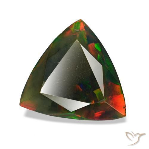 Opale nero naturale multicolore da 1,40 ct, trillion, opaco