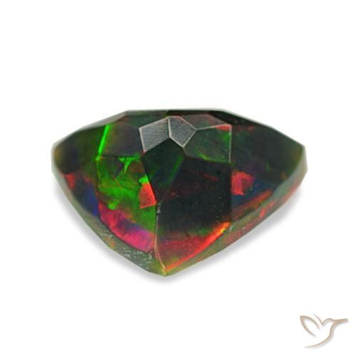 Opale nero naturale multicolore da 1,40 ct, trillion, opaco