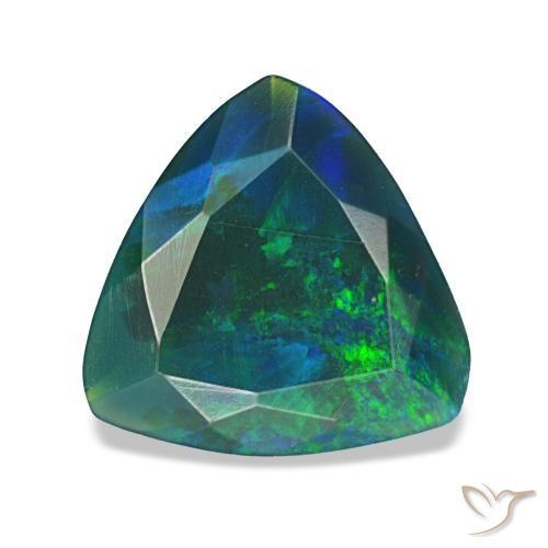 Opale nero naturale multicolore da 1,18 ct, trillion, opaco