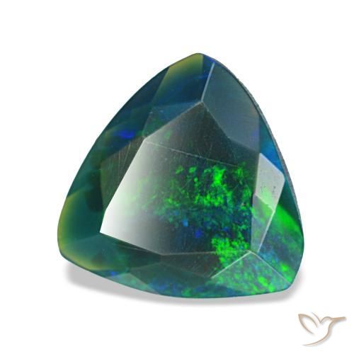 Opale nero naturale multicolore da 1,18 ct, trillion, opaco