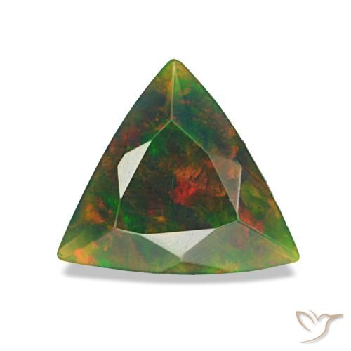 Opale nero naturale multicolore da 0,63 ct, trillion, opaco